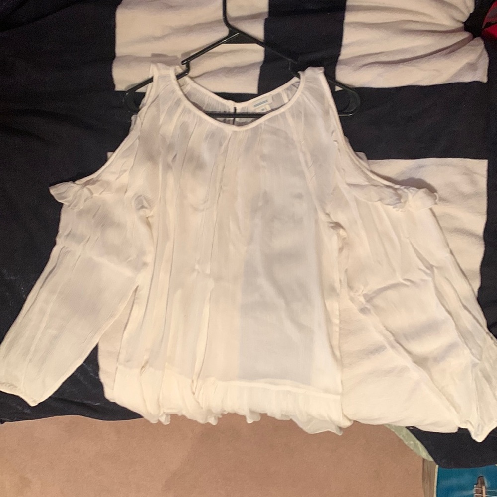 NEVER WORN Sundance white gauze cold shoulder too long sleeve size XS white